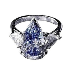 2.70 ct. Blauwe & Witte Diamanten Jubileumring Goud Drie Steen