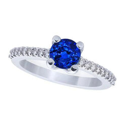 2.70 karaat Ceylon saffier en diamanten trouwring