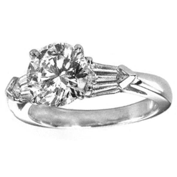 2,70 Karaats Echt Diamanten Ring Rond & Stokbrood Geslepen Drie Stenen Ring