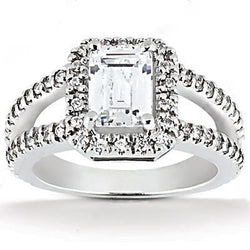 2.71 Karaat Smaragd Natuurlijke uit de aarde gewonnen Diamanten Halo Verlovingsring Split Shank Prong Zetting Witgoud 14K