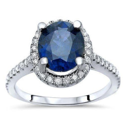 2.75 karaat Sri Lanka blauwe saffier diamanten ring wit goud 14K
