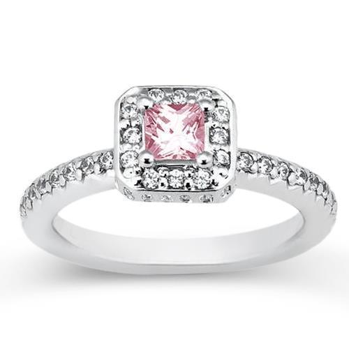 2.75 karaat prinses roze saffier halo ring wit goud 14K edelsteen - harrychadent.nl