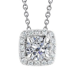 2,75 Karaat Rond Geslepen Labgekweekt Diamanten Halo Hanger Witgoud 14K