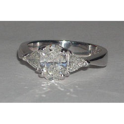 2,75 ct. Ovale Geslepen Echt Diamanten Ring Met Drie Stenen Nieuw