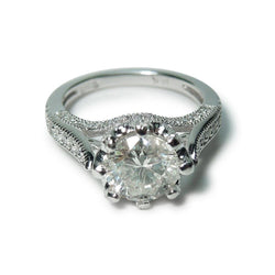 2.75 Karaat Solitaire met Accentstenen uit de aarde gewonnen Diamanten Verlovingsring Witgoud