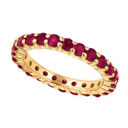 2.88 karaat ronde Ruby Eternity Band YG 14K Nieuwe ringtandinstelling