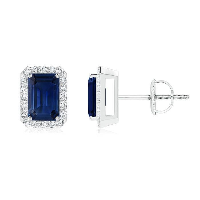 2.90 karaat blauwe saffier ronde diamanten oorknopjes wit goud 14k - harrychadent.nl