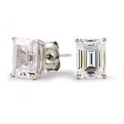 2 Ct Emerald Cut Solitaire Echt Diamantstud Oorbel Massief Wit Goud