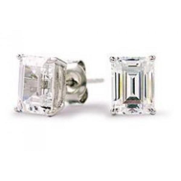 2 Ct Emerald Cut Solitaire Echt Diamantstud Oorbel Massief Wit Goud