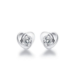 2 Ct Ronde Echt Diamanten Hartvorm Dames Oorknopjes Wit Goud