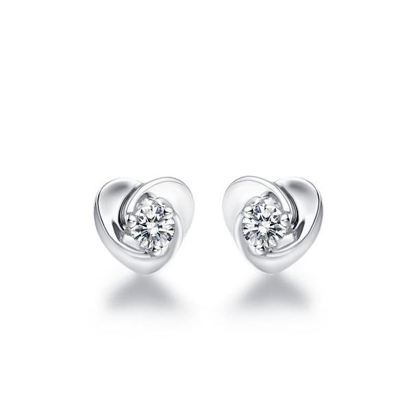 2 Ct Ronde Echt Diamanten Hartvorm Dames Oorknopjes Wit Goud