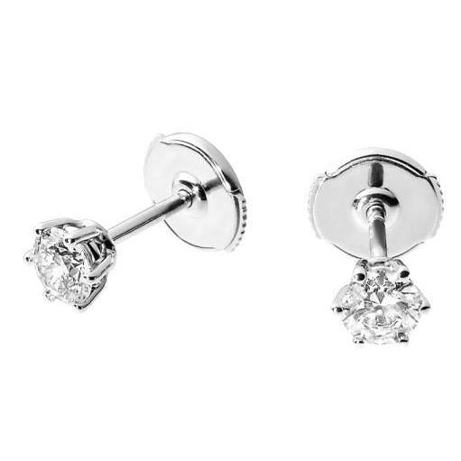 2 Ct Zes Pinnen Set Ronde Geslepen Echt Diamanten Dame Studs Oorbel Wit Goud
