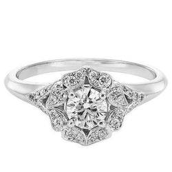 2 Karaat Antieke Stijl Ronde Echt Diamanten Verlovingsring Wit Goud 14K