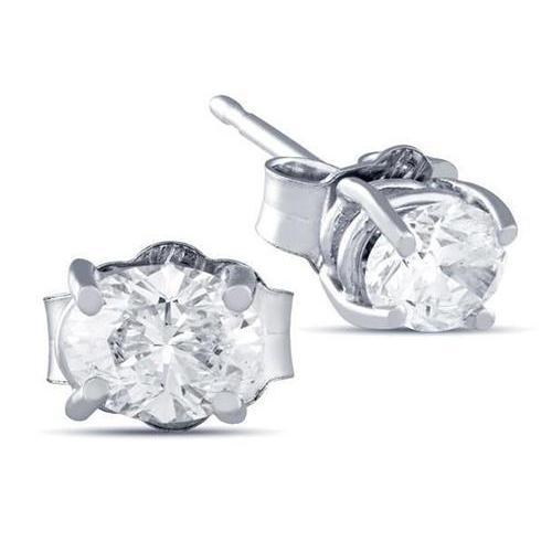 2 Karaat Dames Ovale Echt Diamanten Oorbel Wit Goud Fijne Sieraden