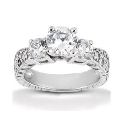 2 Karaat Echt Diamanten Antieke Stijl Verlovingsring 3 Stenen Ring Goud Nieuw