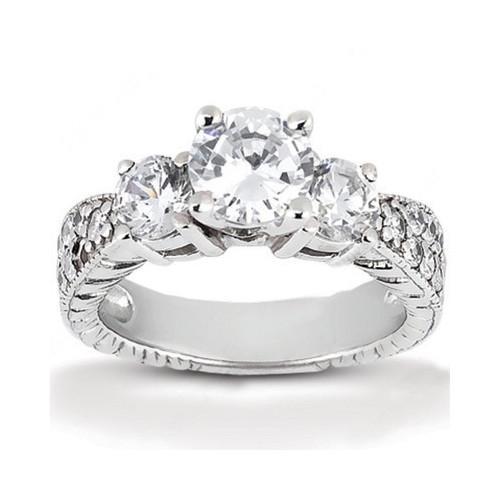 2 Karaat Echt Diamanten Antieke Stijl Verlovingsring 3 Stenen Ring Goud Nieuw