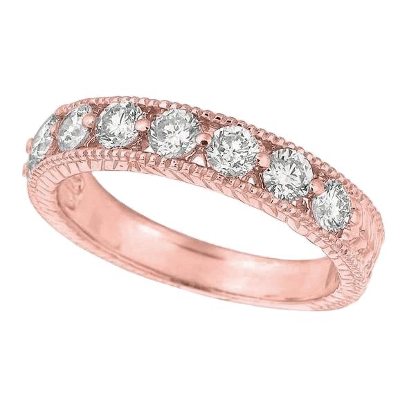 2 Karaat Echt Diamanten Roségouden 14K Halve Eeuwigheid Band Sieraden