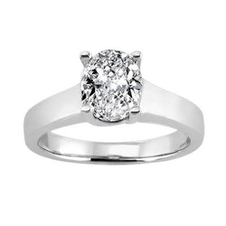 2 Karaat Ovale uit de aarde gewonnen Diamanten Solitaire Verlovingsring Witgoud 14K
