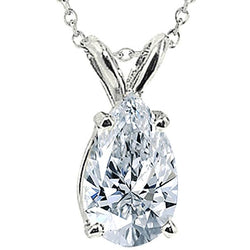 2 Karaat Peervormige Labgekweekte Diamanten Hanger Witgoud 14K Ketting