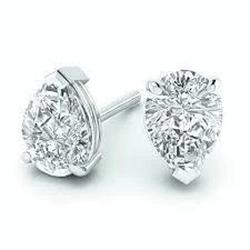 2 Karaat Peer Geslepen Echt Diamanten Studs Oorbel Wit Goud Vrouwen Sieraden