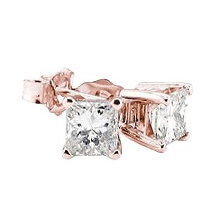 2 Karaat Prinses Echt Diamanten Oorknopjes Rosé Goud