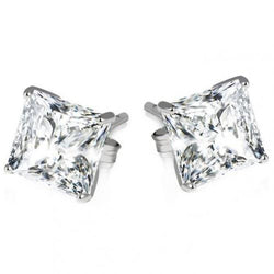 2 Karaat Prinses Echt Diamanten Oorknopjes Voor Dames Wit Goud 14K