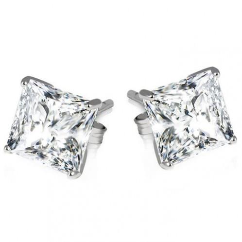 2 Karaat Prinses Echt Diamanten Oorknopjes Voor Dames Wit Goud 14K