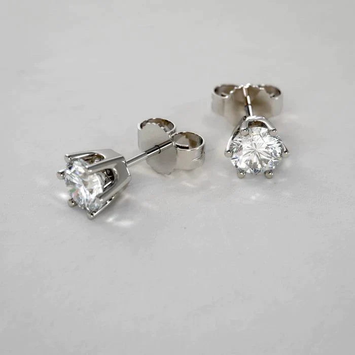 2 Karaat Rond Geslepen Echt Diamanten Vrouwen Oorknopjes Oorbel Kroon Instelling