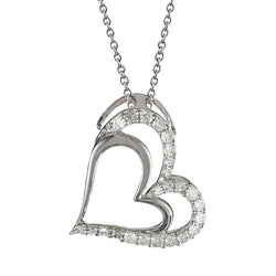 2 Karaat Ronde Echt Diamanten Dubbele Hart Hanger Massief Gouden Dame Sieraden
