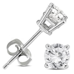 2 Karaat Ronde Echt Diamanten Oorknopjes Massief Witgouden Sieraden