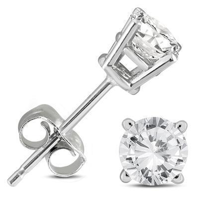 2 Karaat Ronde Echt Diamanten Oorknopjes Massief Witgouden Sieraden
