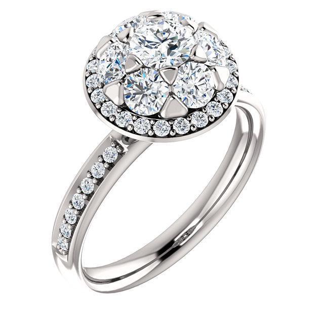 2 Karaat Ronde Echt Diamanten Verlovingsring Gepolijst Halo Setting