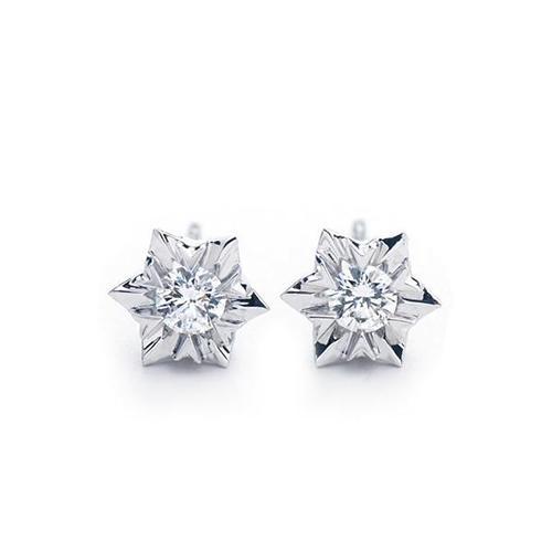 2 Karaat Sprankelende Ronde Geslepen Echt Diamanten Oorknopjes Wit Goud