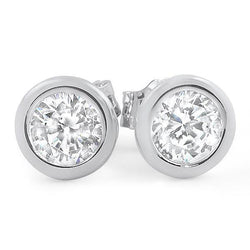 2 Karaats Bezelzetting Ronde Echt Diamanten Oorknopjes Wit Goud
