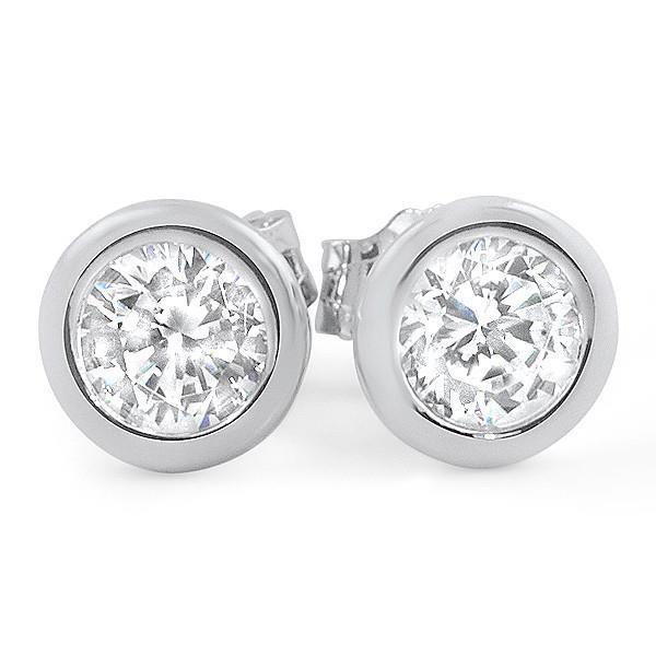 2 Karaats Bezelzetting Ronde Echt Diamanten Oorknopjes Wit Goud
