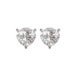2 Karaats Drietanden Set Hart Echt Diamanten Oorknopjes Wit Goud