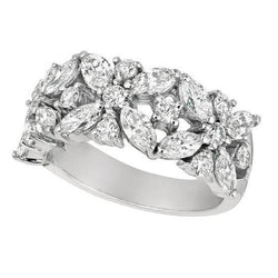 2 Karaats Marquise En Ronde Echt Diamanten Verlovingsband Wit Goud 14K Nieuw
