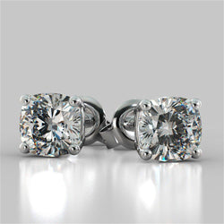 2 Karaats Solitaire Kussen Geslepen Echt Diamanten Oorknopjes Set Met 4 Tanden