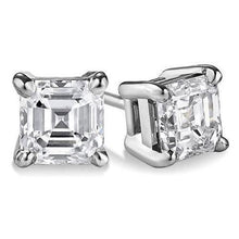 Afbeelding in Gallery-weergave laden, GIA-gecertificeerd Echte 2 Karaats Viertanden Set Asscher Geslepen Echt Diamanten Oorknopjes Wit Goud
