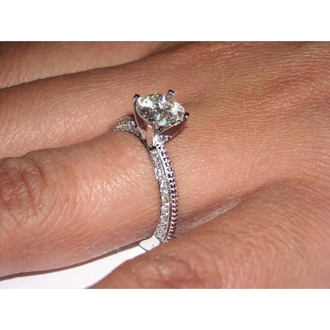 2 Kt. Ronde Micro Pave Echt Diamanten Verlovingsring Wit Goud 14K
