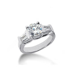 2 Kt. Ronde & Stokbrood Echt Diamanten Ring Drie Stenen Stijl