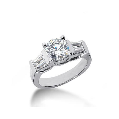 2 Kt. Ronde & Stokbrood Echt Diamanten Ring Drie Stenen Stijl