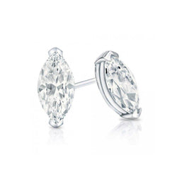 2 Kt Prachtige Marquise Cut Solitaire Echt Diamantstud Oorbel Witgoud
