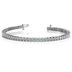 2 Prong Set Witte Ronde Echt Diamanten Tennisarmband Massief Goud 6 Karaat