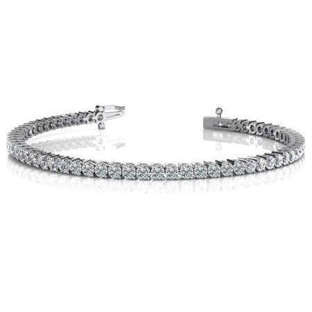 2 Prong Set Witte Ronde Echt Diamanten Tennisarmband Massief Goud 6 Karaat