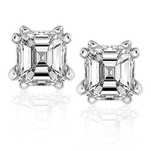 2 karaat Asscher Geslepen Echt Diamanten Oorknopjes Witgouden Fijne Sieraden