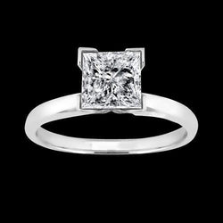 2 Karaat Princess uit de a aarde gewonnen Diamanten Solitaire Trouwring Witgoud