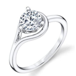 2 Karaat Rond Geslepen Solitaire Natuurlijke uit de a aarde gewonnen Diamanten Jubileumring Witgoud