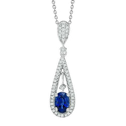 3 Ct Ceylon Sapphire Met Diamanten Ketting Hanger Wit Goud 14K