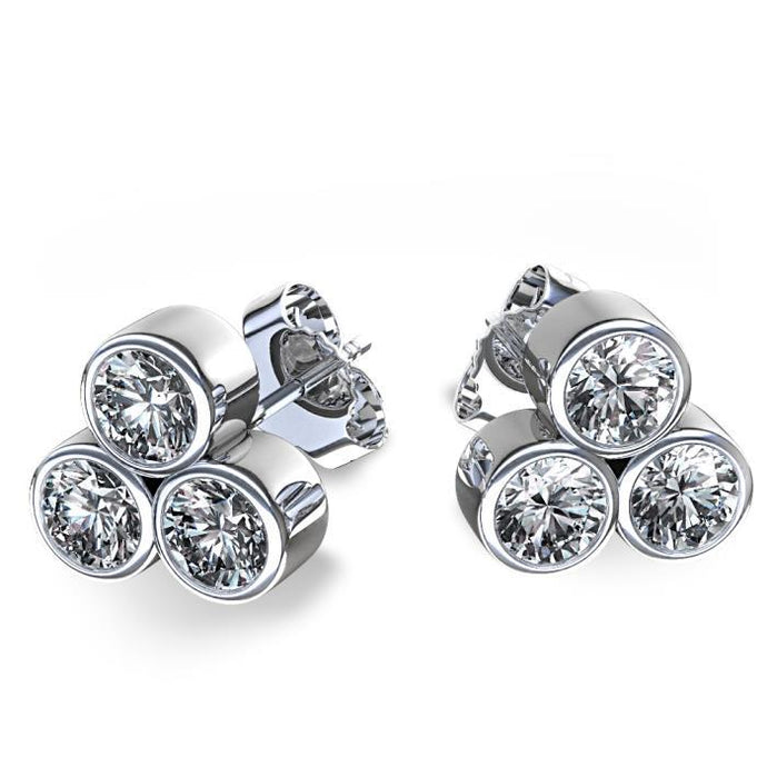 3 Steen 3 Karaats Diamanten Stud Earring Goud Wit 14K Nieuw - harrychadent.nl